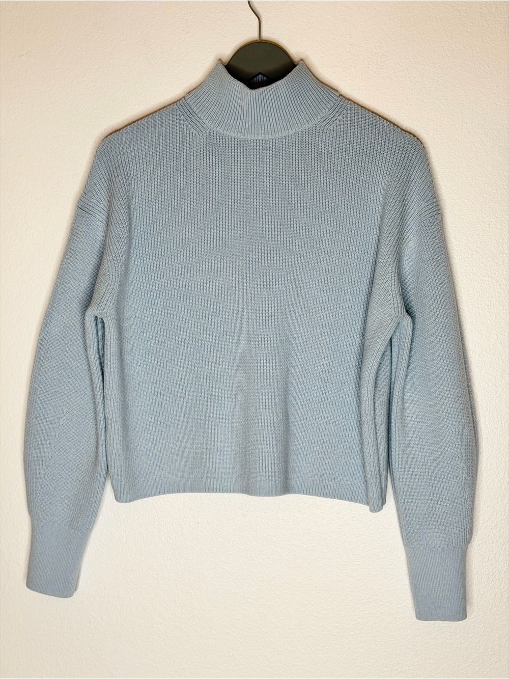 Lululemon Merino Wool-Blend Ribbed Turtleneck Sweater Top Fogged Light Blue